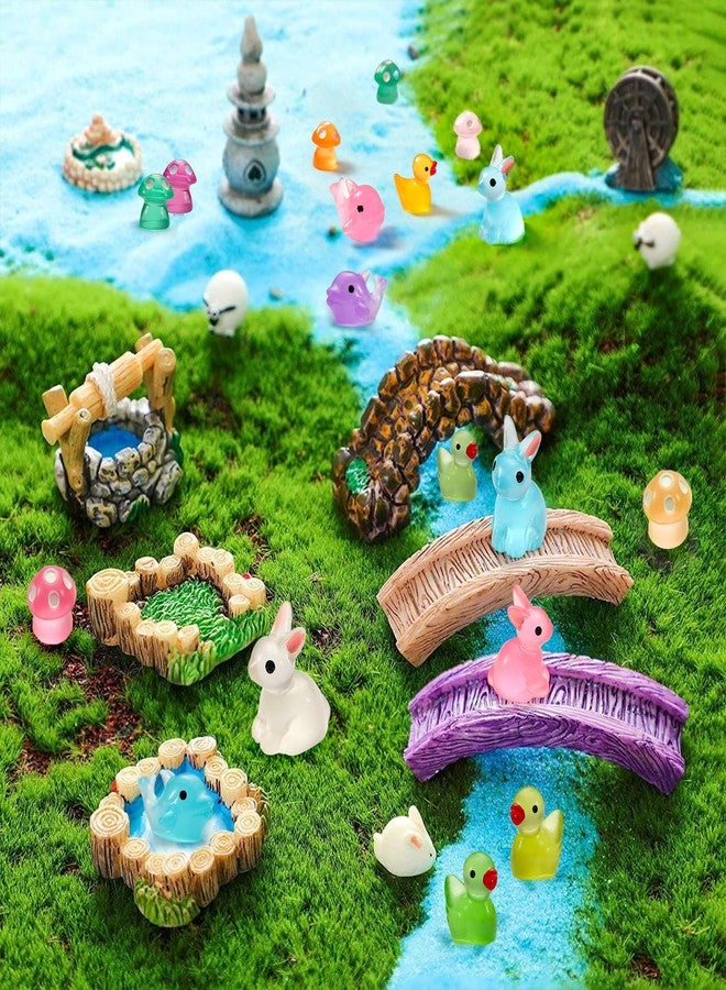 VZZNN 148 Pcs Luminous Mini Resin Animals Tiny Rabbits Ducks Dolphins Mushrooms Glow in The Dark Bulk Variety Pack for Garden Aquarium Dollhouse Fairy Garden Decor - Image 2